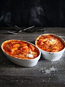 Gratinated gnocchi with tomato sauce and Parmesan cheese