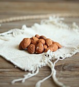 Almonds on a linen cloth