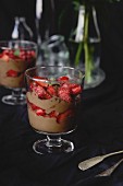Mousse au chocolat with strawberries