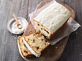 Coconut loaf cake with cranberries