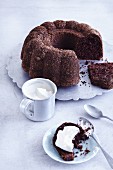 Gluten-free chocolate Bundt cake with dried figs