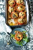 Tomatoes with a bulgur and chanterelle mushroom filling