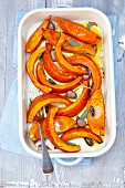 Baked pumpkin with garlic and sage