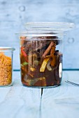 Veal cheeks braised in a jar with ras el hanout and carrot couscous