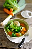 Vegetable soup with carrots and broccoli
