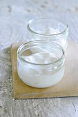 Natural yoghurt in a jar