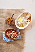 Bean salad, hummus and chickpeas