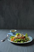 Lentil and rocket salad with apple and goat's cheese