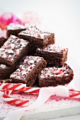 Chocolate slices with candy canes (Christmas)
