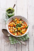 Italian minestrone with pesto