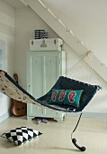 A homemade denim hammock