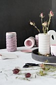 Plastic bottles used as moulds for homemade concrete vases