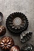 Various baking tins made from copper and tin (seen from above)