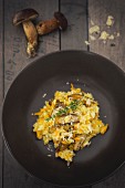 Pumpkin risotto with mushrooms (seen from above)