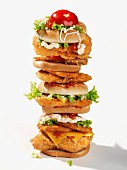 A stack of burgers