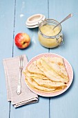 Pancakes with apple compote
