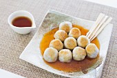Taro dumplings with a soy glaze