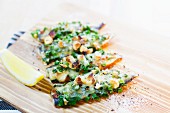 Baked sardines with spring onions, miso and cheese
