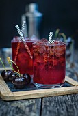 Bourbon, cherry and cola cocktails