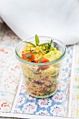 A jar of couscous salad