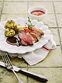 Duck breast with herb potatoes