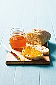 White bread with apricot jam