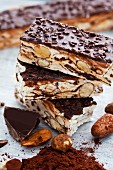 Turron with nougat, almonds, hazelnuts and cocoa (Italy)