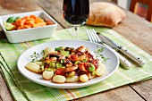 Gnocchi with fava beans and mushrooms (Italy)