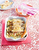 Chicken and chicory bake with mashed potatoes