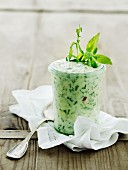 A glass of herb yoghurt