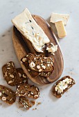 Fruit bread with nuts and soft cheese