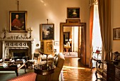 The living room in the house of Marchese Carlo Guerrieri Gonzaga, Tenuta San Leonardo, Borghetto, Italy