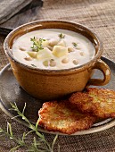 Buttermilk soup with potato cakes