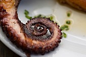 Grilled octopus at beach restaurant La Huella