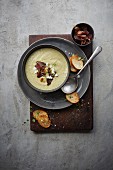 Cream of fennel soup with goat's cheese and biltong