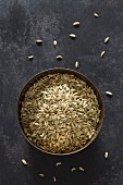 Fennel seeds in a metal bowl