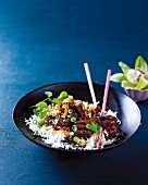 Caramelised pork belly on a bed of rice (Asia)