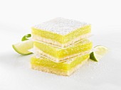 Key Lime bars with icing sugar