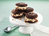 chocolate whoopie pies with an ice cream filling and salted caramel