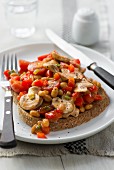 Beans and mushrooms on toast