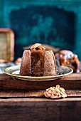 Sticky toffee pudding with dates, ginger and a brandy and toffee sauce