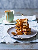 French toast sandwich with butterscotch sauce