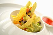 Vegetable tempura with a chilli dip