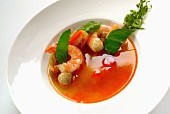 Tom Yum (spicy-sour soup with king prawns, Thailand)