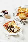Filo pastry parcels with mushrooms and water chestnuts