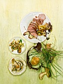 Veal fillet with three mushroom side dishes