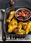 Turmeric chicken with an aubergine medley