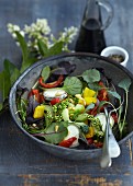 A summer salad with goat's cheese and dried tomatoes