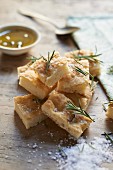 Gluten-free ciabatta squares with salt and rosemary