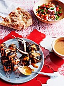 Turkish kebabs and lamb chops with unleavened bread